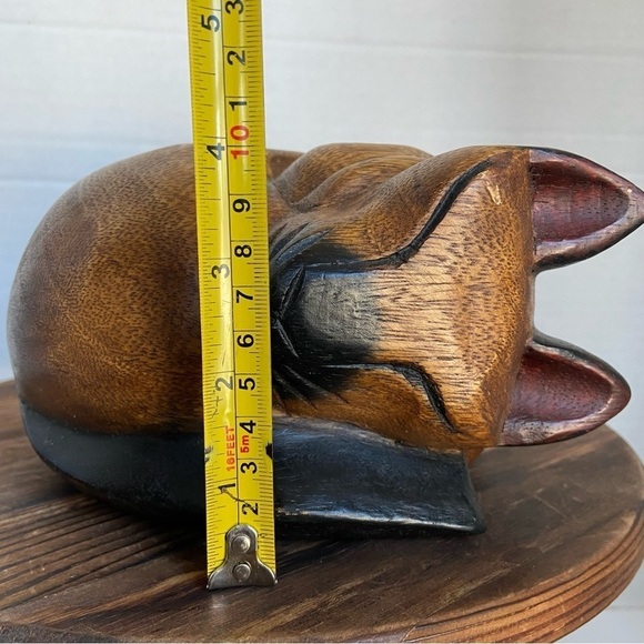 Hand Carved Sleeping Wood Siamese Cat Sleeping Sculpture Pet Statue Cat Figurine - Picture 14 of 14